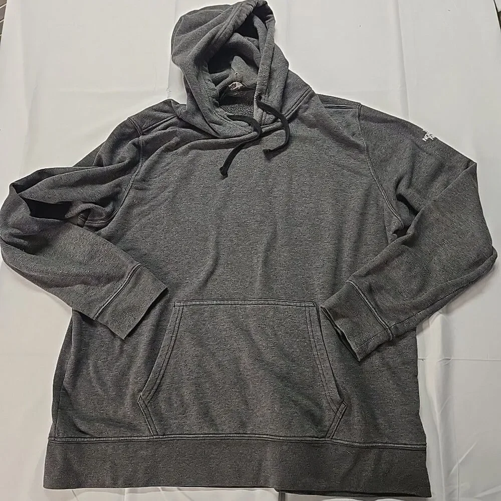 The North Face Hoodie Mens XL Gray Knit Pullover Sweatshirt Sleeve Logo Outdoor